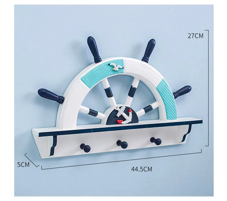 Средиземноморский штурвал формы стойки креативные деревянные Ключи Вешалка для одежды сумки держатели на стену для дома и бара декоративные крючки для подвешивания