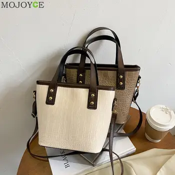 

Fashion Alligator PU Leather Shoulder Bags Women Simple Bucket Messenger Pouch Popular Simple Female Daily Bag