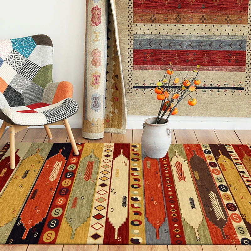 

Bohemian Indian style Color mat geometry carpet bedroom plush rug living room floor mat custom made bathroom door mat