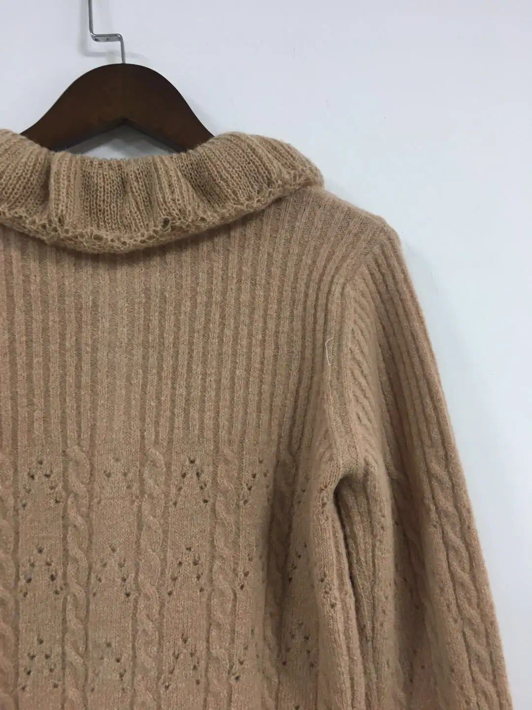 Новинка года; шерстяной вязаный свитер в стиле ретро с оборками; свитер с рукавами