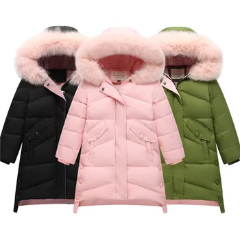 

baby girl winter Down coat clothes Solid Warm Faux Fur Hooded with Pocket Outfit Jackets Puffer Jacket Padded Overcoat Outerwear