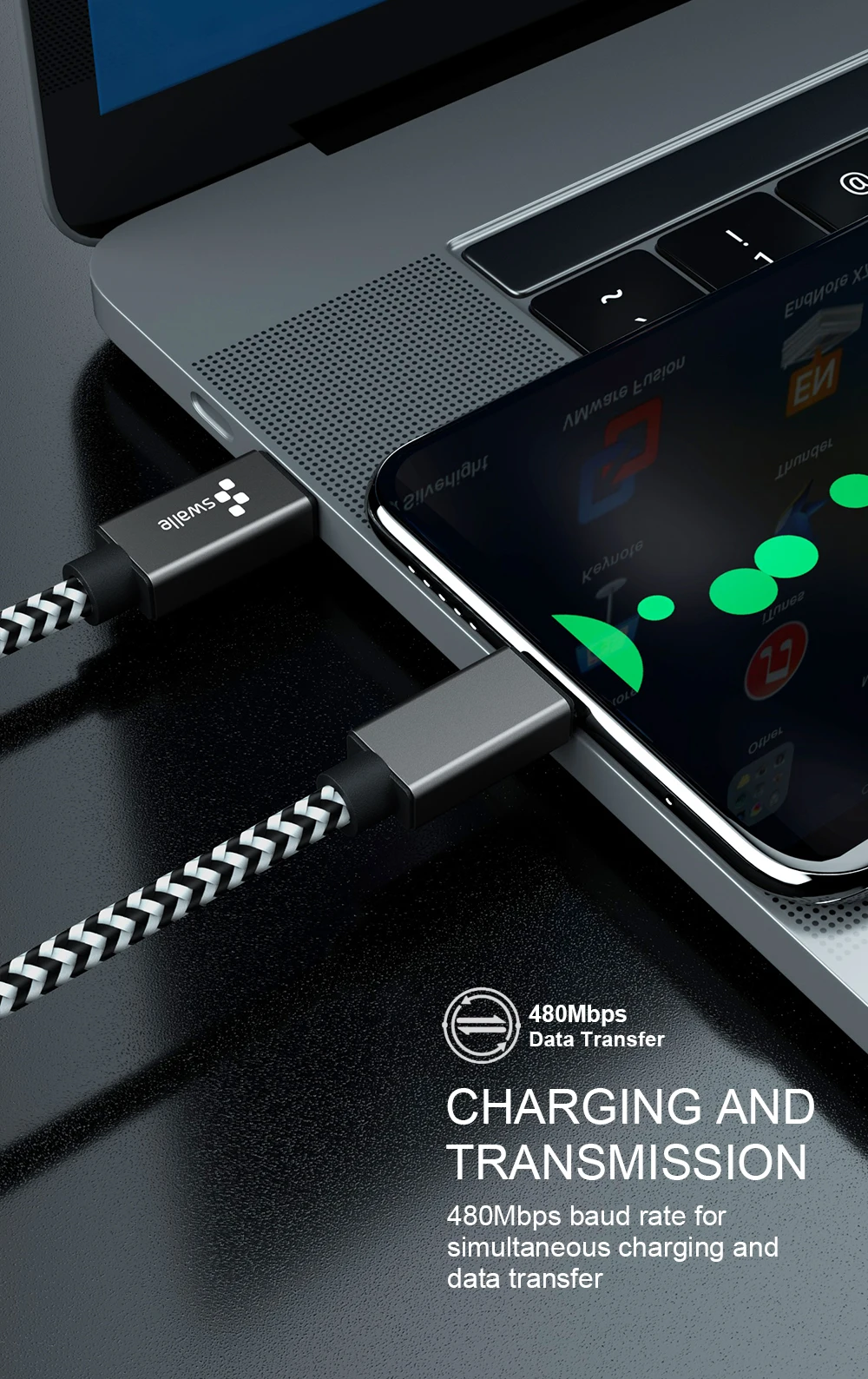 Swalle USB 3,0 type C к USB C кабель для samsung S9 S8 Note 9 8 PD 60 вт быстрая зарядка 4,0 USB-C кабель для быстрой зарядки для MacBook Pro