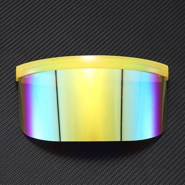 Oversized Windproof Mask Goggles Sunglasses Women Fashion One Piece Rimless Sunglasses Men Outdoor UV400 Crystal Glasses O960 Yellow-Yellow