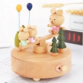 

Artware Solid Wood Music Box Classical Rotating Spring Building Music Boxes Birthday Gifts Household Decorative Accessories