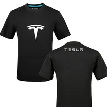 Забавная футболка с логотипом Tesla из хлопка с принтом Летняя Повседневная футболка унисекс футболки y