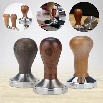 

Hot Sale Base Coffee Powder Hammer Solid Wood Handle Tamper 51mm Barista Espresso Customized Accessory Tools