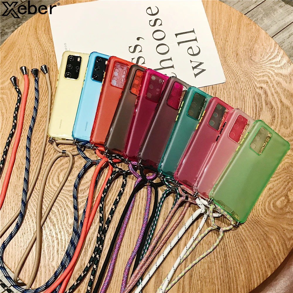 Модный чехол с ремешком через плечо для Huawei P40 P30 P20 Lite Pro Mate 30 20 Honor 8X Nova 5 4 3i Y9 Y7