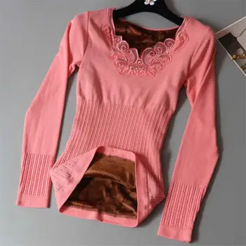 

2019 New Winter Women Plus Velvet Warm Thicken Thermal Top Underwear Female Slim Body Shaped Tights Thermo Bottoms lingeriesS22