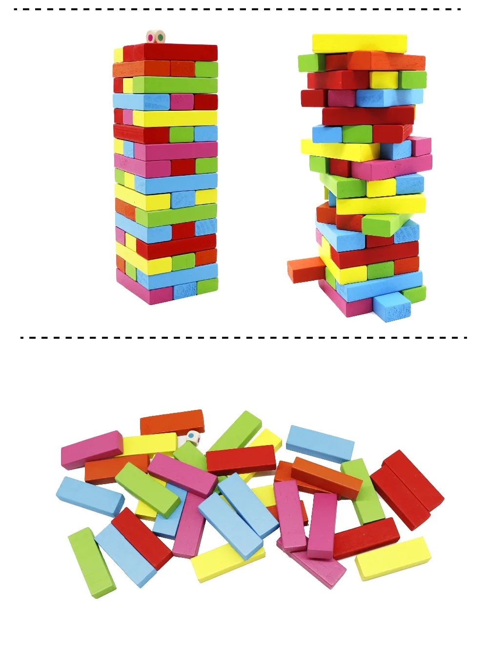 Детские дженга развивающие игрушки 48 шт деревянные большие красочные блоки Строительные блоки дженги тянущиеся блоки