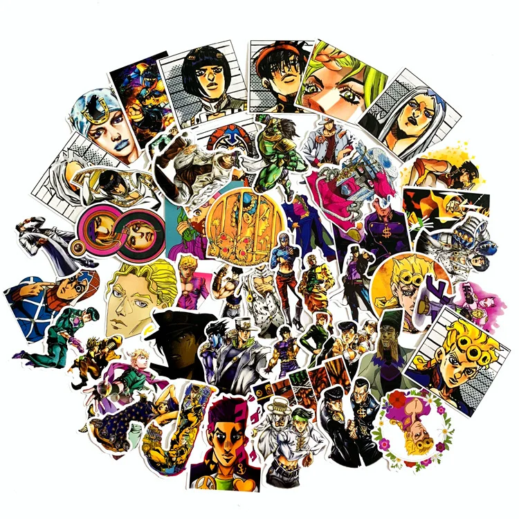 50pcs 50 шт. JoJos Bizzare Adventure ПВХ водонепроницаемый стикер для багажа стены автомобиля ноутбука велосипеда мотоцикла тетрадь игрушки стикер s - Цвет: 50pcs