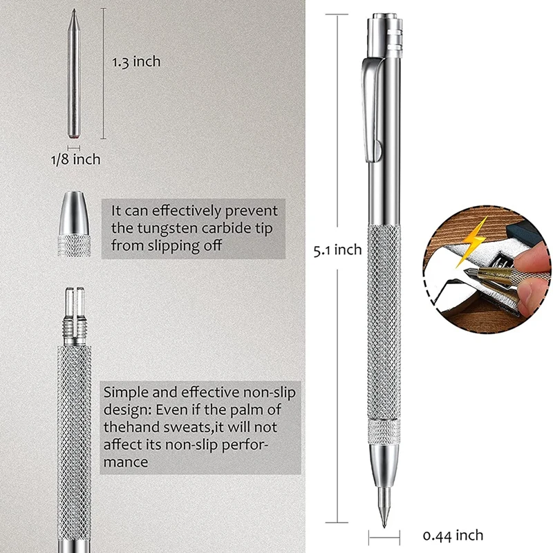 2 Pieces Scriber Tool 2 Pieces Center Punch Aluminum Automatic Center Pen for Metal Glass Ceramics Gold Welding woodworking boring machine