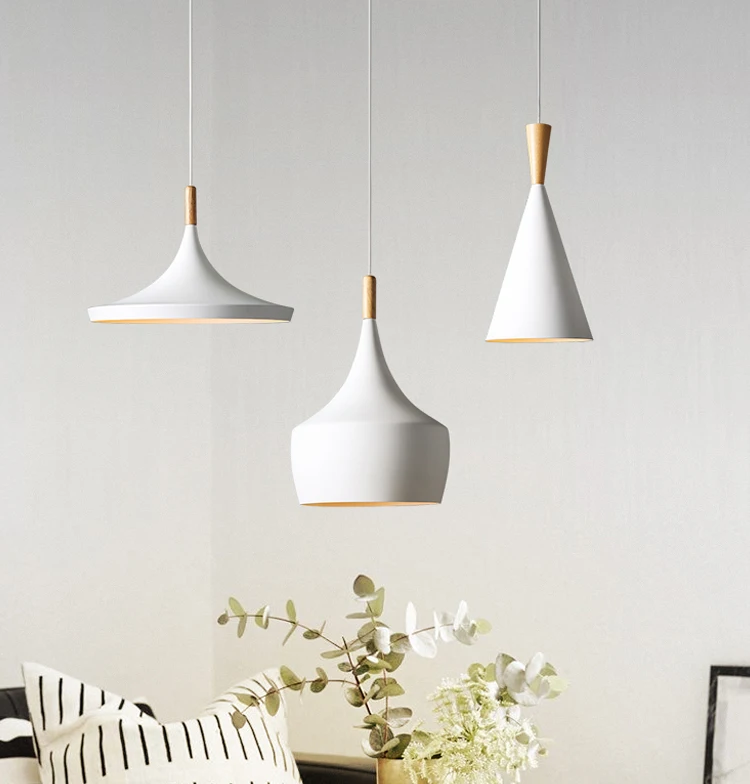 FELTON WHITE ALUMINUM AND WOOD PENDANT LAMP - LODAMER 