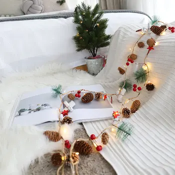 

Christmas Lights Fairy Lights Wreath with Lights Flower Berries Festive Party Family Birthday Home Decor Battery Powered QP2