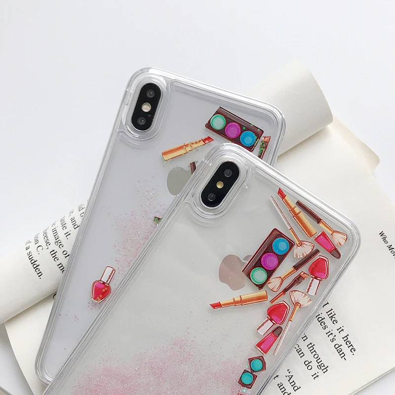 Инструменты для макияжа Quicksands чехол для телефона для iphone X прозрачный Жидкий чехол для iphone XR 6 7 8plus X XS Max корпус защитный корпус