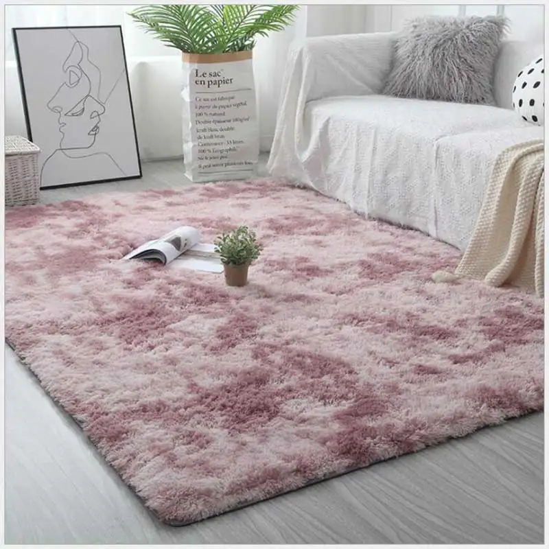Soft Plush Carpets Living Room Bedroom Decor Rugs Warm Furry Tie-dyed Non-slip Floor Mats 160*200cm