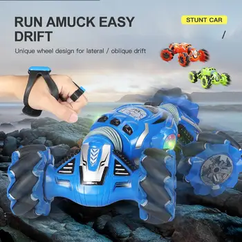 

2.4GHz Stunt Car Watch Remote Control Drift Twisting Vehicle One-key Deformation Double Sided Tumbling Car Toys for Boys