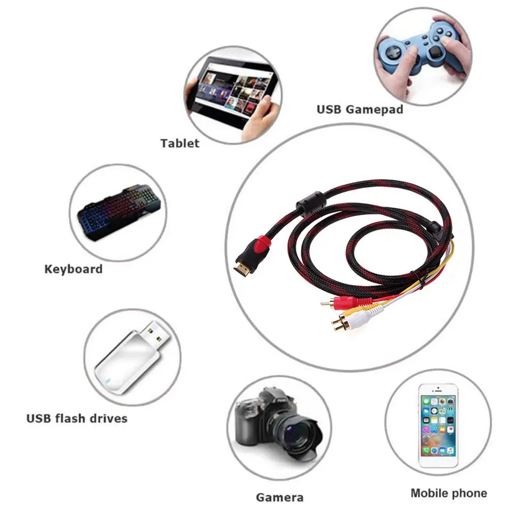 Изысканно разработанный прочный HDMI штекер на 3 RCA Видео Аудио AV компонентный