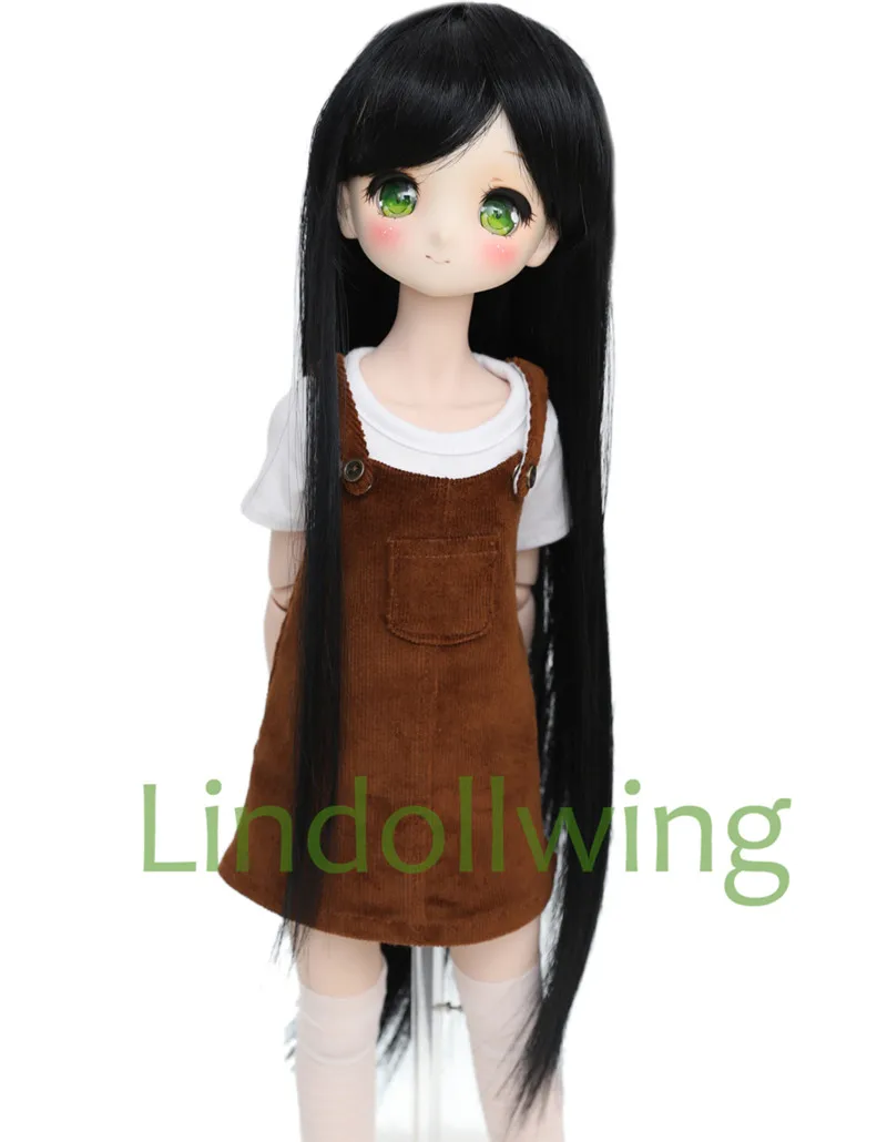 1/3 BJD парик Pullip Dal DD SD LUT Dollfie кукла парик высокотемпературные волосы 8-9 дюймов длинный парик черные волосы