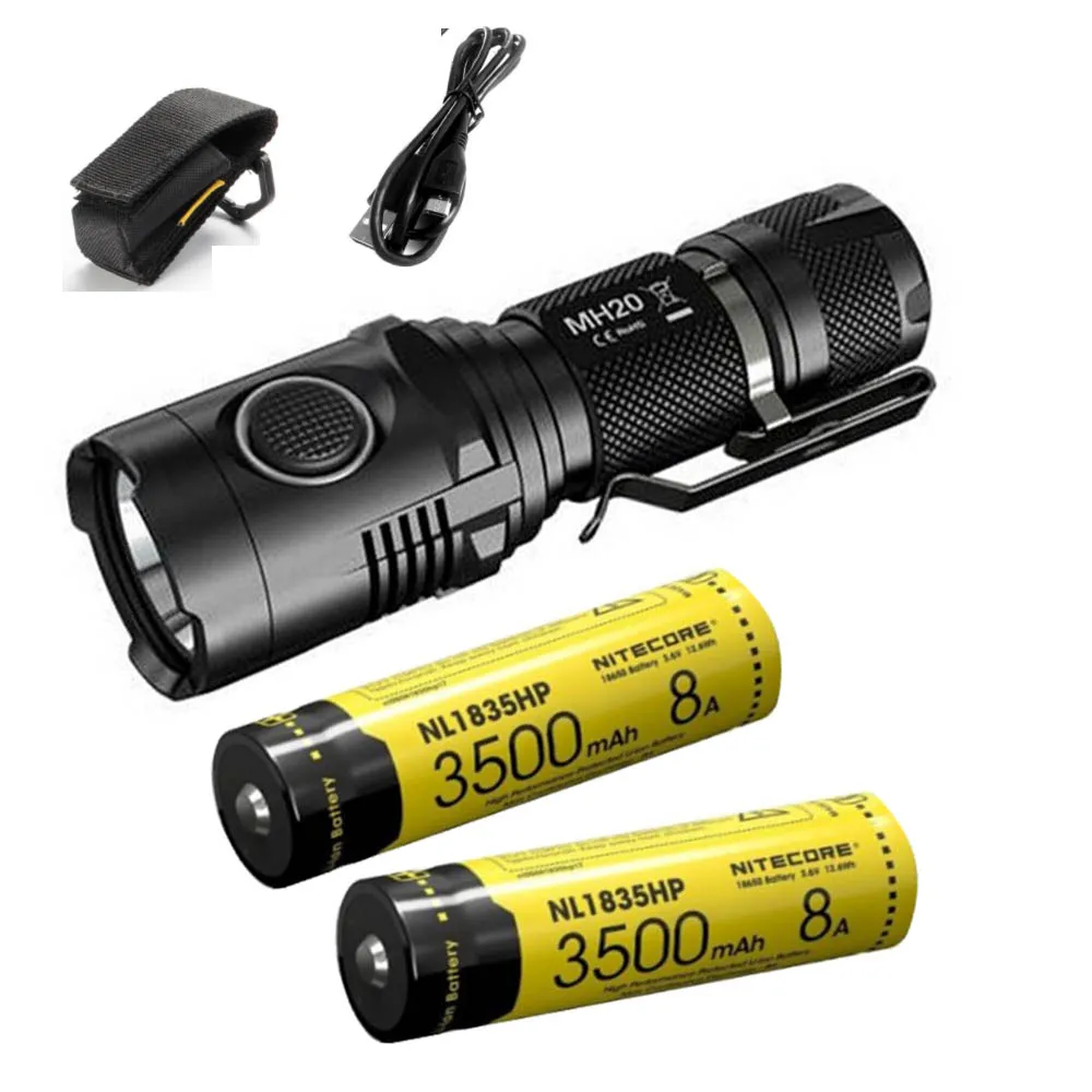 NITECORE MH20 Micro-usb зарядка вспышка CREE XM-L2 U2 Макс 1000 люмен луч бросок 220 м Спорт на открытом воздухе фонарь тактический фонарь - Испускаемый цвет: MH20 2xNL1835HP