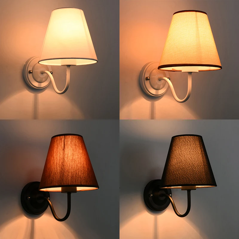  Modern LED Cloth Wall Lamp Wall sconce Light Hallway Bedroom Bedside Light flaxen/black/white - 32803886506