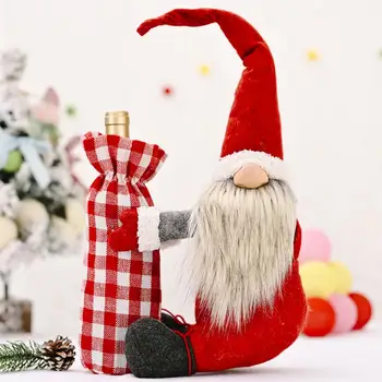 

1pc Merry Christmas Wine Bottle Bag Santa Claus Champagne Bottle Cover Christmas Party Table Decoration for Home