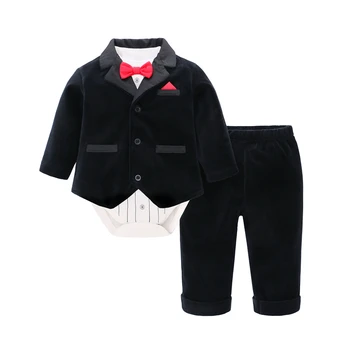 

Baby clothing set boy Clothes 3pcs Sets Cotton Rompers suits pant coat pants Newborn boys clothes gentleman set