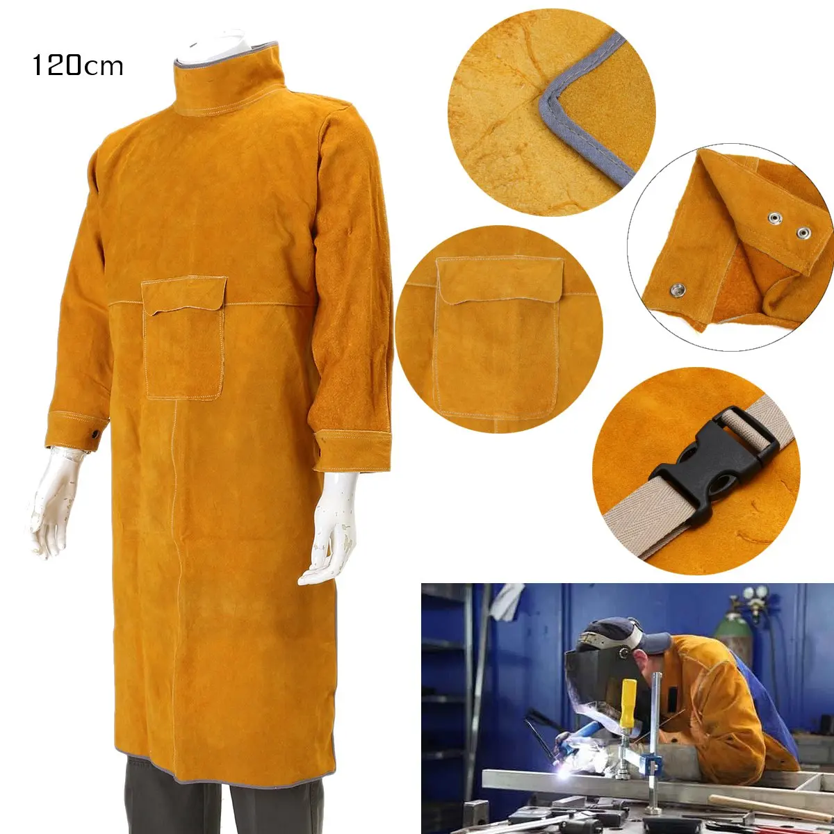 

Durable Leather Welding Long Coat Apron Protective Clothing Apparel Suit Welder Workplace Safety Clothing