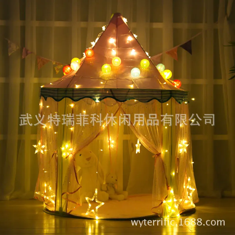 

Pink Sequin KID'S Tent Play House Hexagonal KID'S Tent Foldable Princess Tent Game House