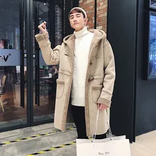 Для мужчин и женщин Винтаж искусственный мех овечья шерсть повседневное с капюшоном Свободный плащ над пальто Мужская Уличная Толстая длинная куртка верхняя одежда