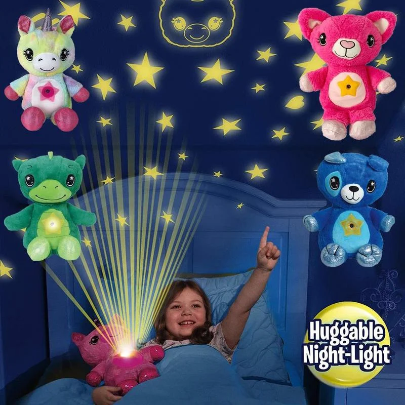 De peluche de felpa estrellado Animal relleno lámpara Estrella vientre sueño Lites de dibujos animados juguetes de peluche cielo estrellado cielo sueño de luz de la noche de calmar juguete
