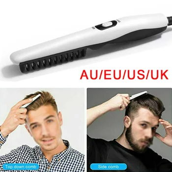 

Pro Hair Beard Electric Straightener Comb Quick Heated Brush Styler For Mens Professional Designed For Style
