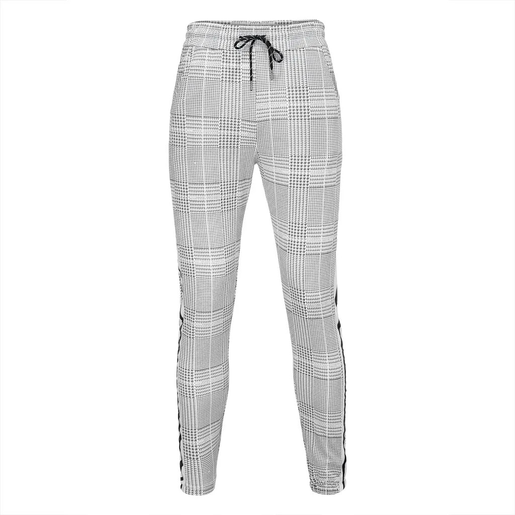 Men Splicing Striped Overalls Casual Pocket Sport Work Casual Long Trouser Drawstring Pants Streetwear Pantalones de hombre#2
