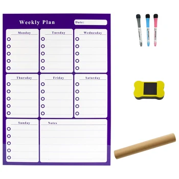

Rewritable Monthly Week Schedule Refrigerator Magnetic Soft Whiteboard Weekly Plan Whiteboard Family Office Writing Memo Set