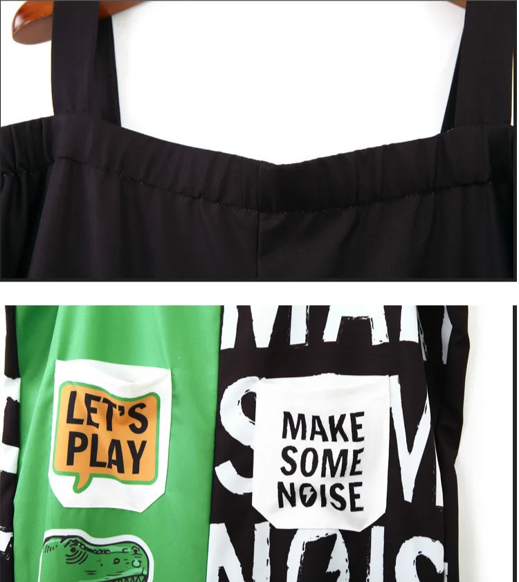 Rock Baggy Rompers Women Cartoon Dinosaur Printed Letters Overalls Sleeveless Jumpsuit Hip Hop Dance Streetwear Plus Size Pants