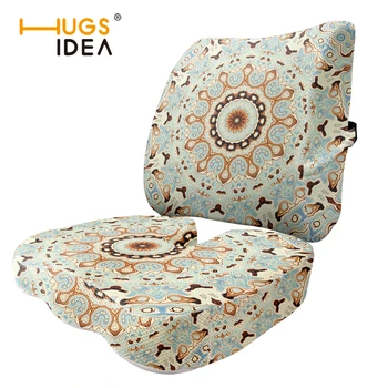 

HUGSIDEA New 2Pcs Mandala Flower Printting Seat and Lunbar Cushion Set Memory Cotton Orthopedic Pillow For Home Office Car