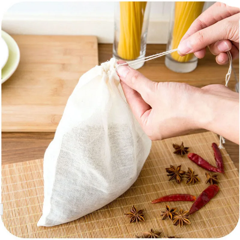 Description Picture 4 of item4 Sizes Pure Cotton Fine Mesh Nut Milk Strainer Reusable Yogurt Coffee Tea Juice Muslin Cheese cloth Bag Kitchen Accessories