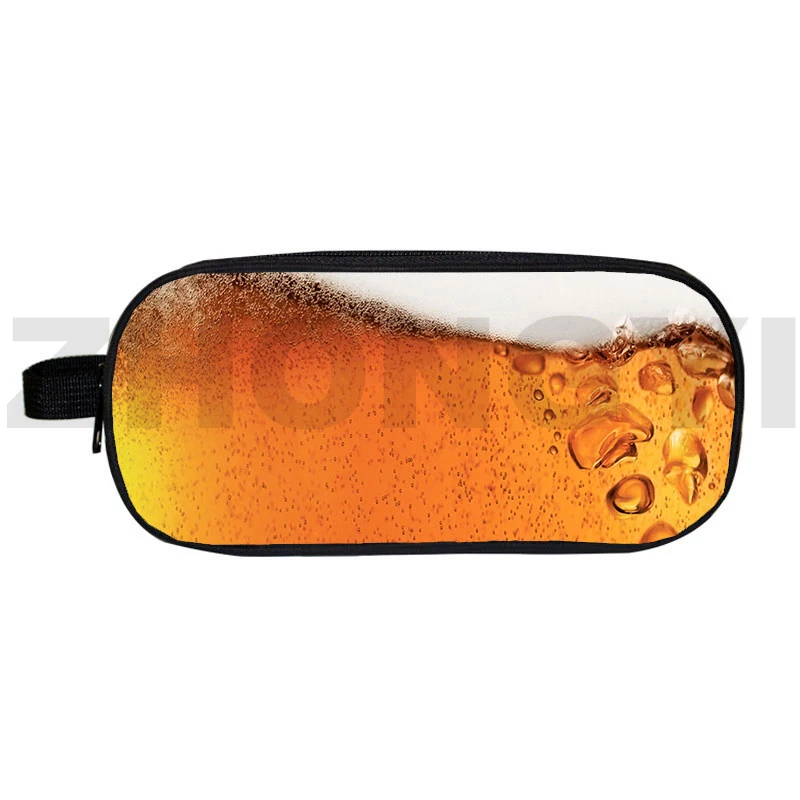 맥주 거품 3D 연필 케이스 여성 Unisex 패션 립스틱 여행 메이크업 가방 화장품 케이스 귀여운 어린이 캔버스 연필 주머니 