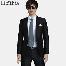 Libithia роскошный мужской свадебный костюм, мужские блейзеры, приталенные костюмы для мужчин, деловой вечерний синий классический черный подарочный галстук