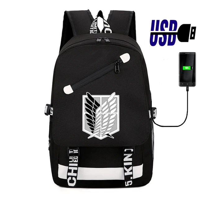 IMIDO Anime Pattern Backpacks for Teenagers Canvas Black Travel Bags Students Laptop Bag Boys Girls Back to School Backpack D