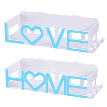 

Bathroom Kitchen Storage Rack With LOVE HOME Wall Stickers Shower Shelf Basket Bathroom Shampoo Holder Organizer Drain Shelves