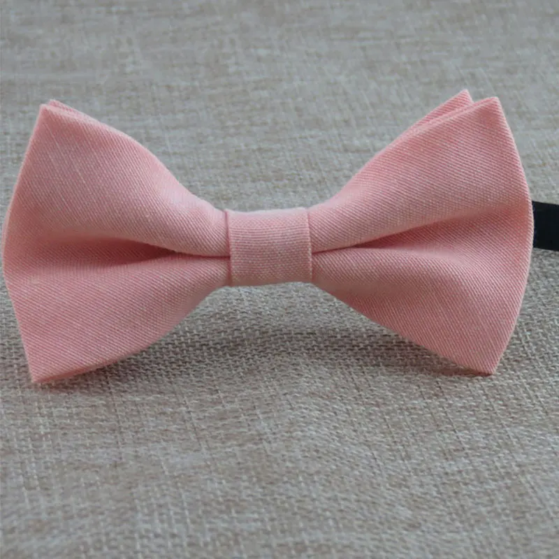 Лидер продаж, регулируемый галстук-бабочка из хлопка и льна, Классические вечерние галстуки-бабочки ярких цветов для мальчиков и девочек, брендовые галстуки-бабочки черного, красного и розового цветов - Цвет: pink