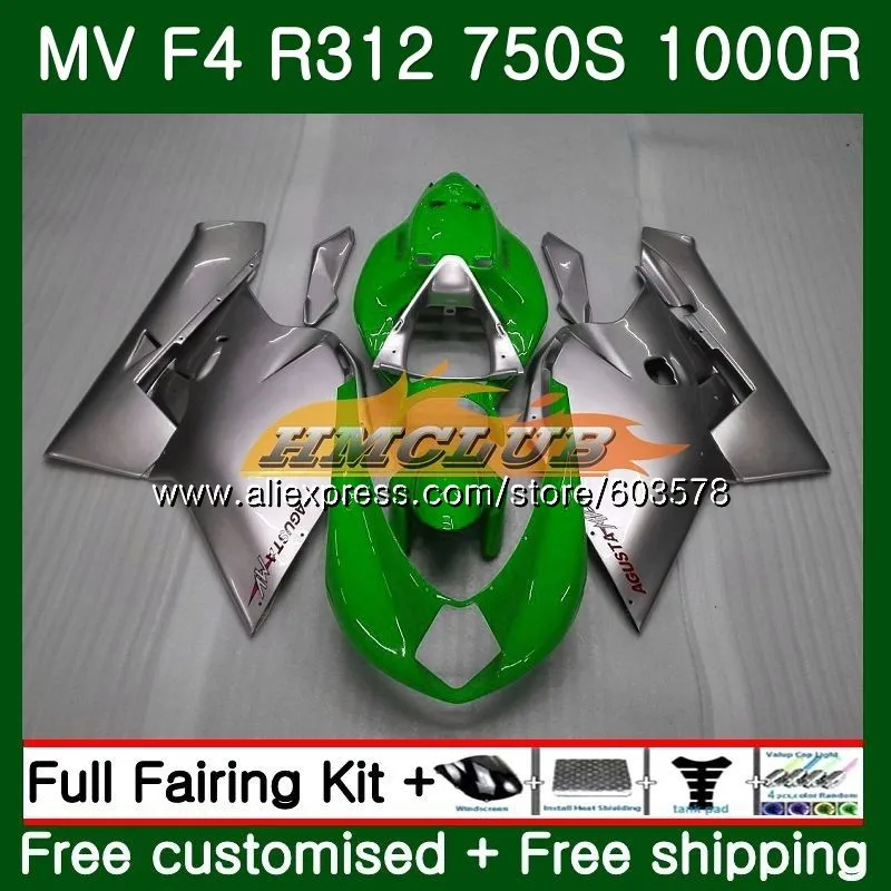 Корпус для MV Agusta F4 R312 750S 1000 R 750 1000CC 2005 2006 комплект 35CL. 59 1000R 312 1078 1+ 1 мА мВ F4 05 06 Зеленый Серебряный обтекатель - Цвет: No. 1