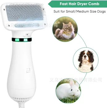 

2-In-1 Portable Dog Hair Dryer And Comb Brush Pet Beautician Grooming Straighten Cat Rabbit Hair Comb Dog Fur Blower Low Noise