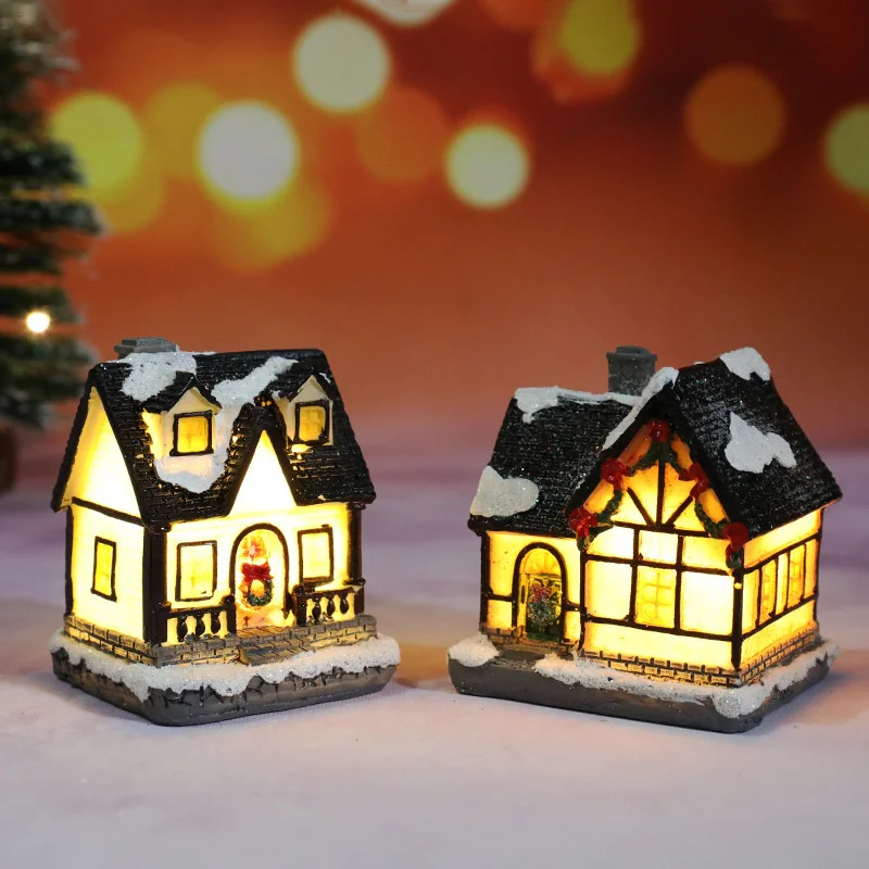 Christmas Led Light House Merry Christmas Decorations for Home Xmas Gifts Cristmas Ornaments New Year Natale Navidad Noel christmas house decoration led night light snowy cabin micro resin landscape ornaments house small ornaments christmas elegantly