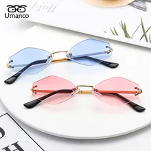 Umanco, новинка, солнцезащитные очки без оправы, Алмазная форма, для женщин и мужчин, металлическая оправа, линзы из смолы, трендовый бренд, пляжные аксессуары для путешествий, подарок