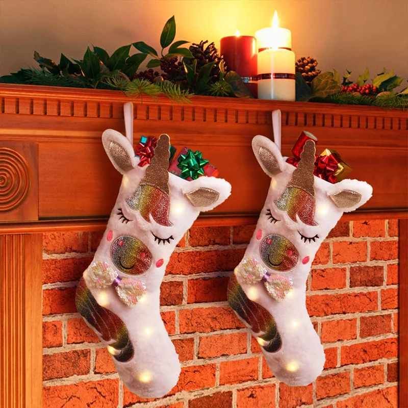 Sequined Unicorn Christmas Sock 6