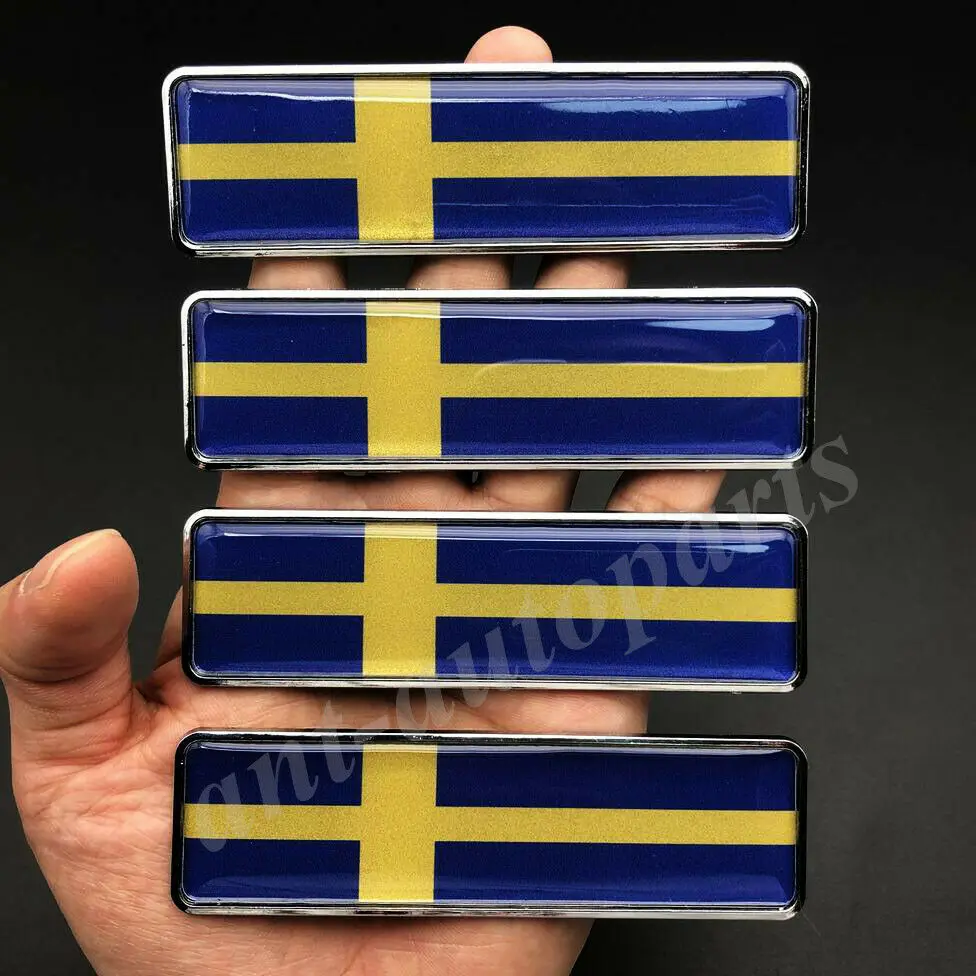 

4x Metal Sweden Flag Car Emblem Badge Gift Saab Motorcycle Sticker Fairing