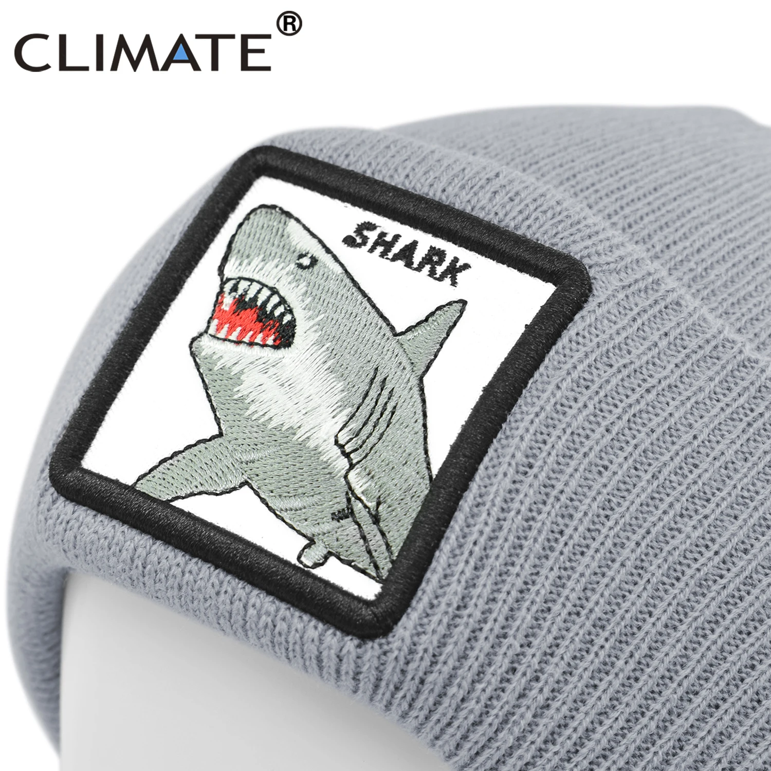 Теплая Шапка Акула с изображением животного, теплая зимняя шапка, Серая шапка с изображением акулы, зимняя мужская шапка с логотипом животного