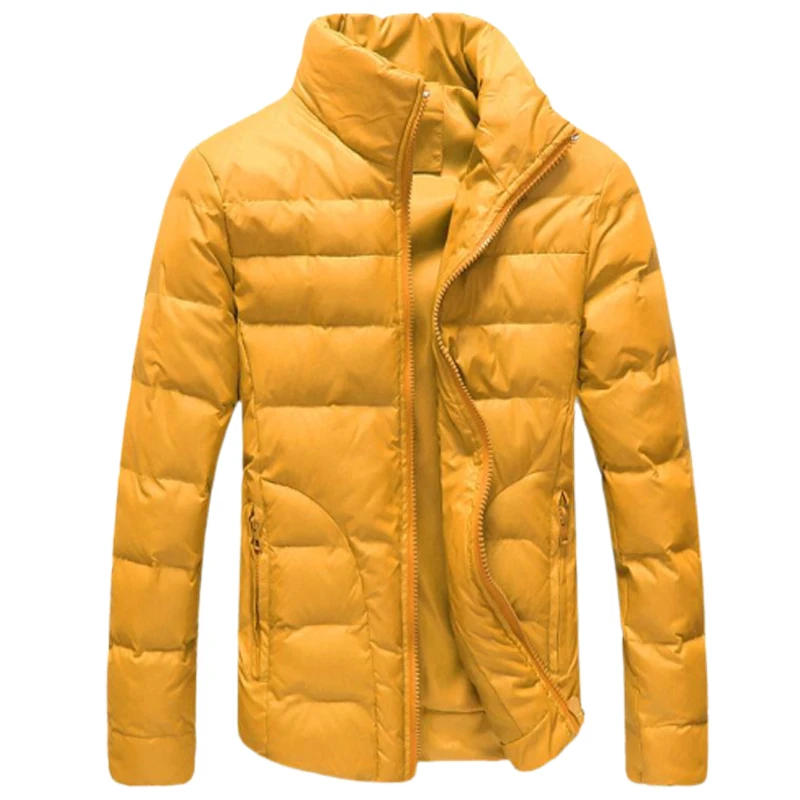 Зимняя Мужская парка, стеганая куртка, пальто, Мужская теплая куртка, однотонный цвет, воротник-стойка, модное белое Мужское пальто на молнии, зимняя одежда