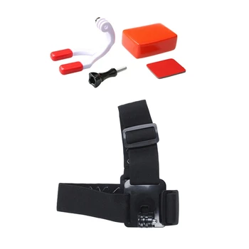 

MOOL 1Pcs Action Camera Head Strap Mount & 1 Set for Go Pro Accessories Mouth Mount Set Surf Braces Connector Surfing
